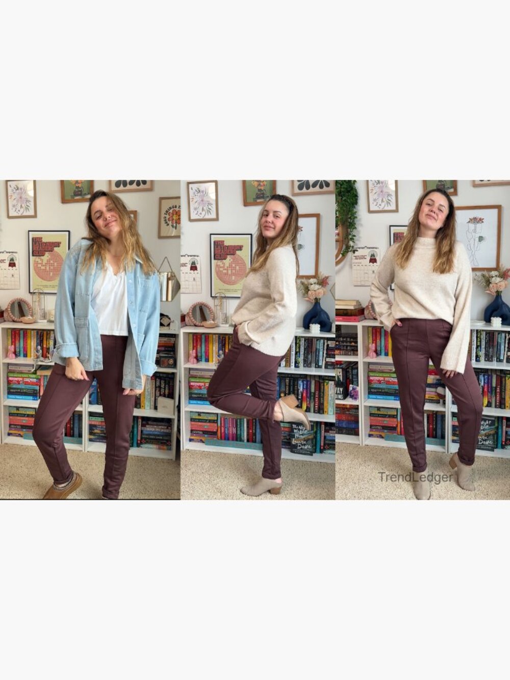 High Waisted Pull On Dress Pants with Pockets Stretchy Work Trousers - Picture 7 of 7